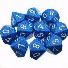 CHESSEX - SPECKLED - SET OF TEN D10 DICE - WATER